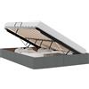 vidaXL Letto contenitore vidaXL, colore grigio scuro, 135 x 190 cm, rivestito in tessuto