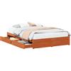 vidaXL Struttura letto con rotelle, marrone cerato, 140 x 200 cm, legno massello di pino