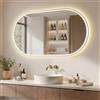 ARTFORMA Specchio da bagno a LED ovale 50x100 cm argento con comando touch e funzione antiappannamento