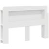 vidaXL Comodino con contenitore, bianco lucido, MDF