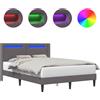 vidaXL Struttura letto con strisce luminose a LED Grigio 120 x 190 cm Pelle finta