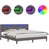 vidaXL Struttura letto con strisce luminose a LED Grigio 180 x 200 cm Pelle finta