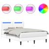 vidaXL Struttura letto con strisce luminose a LED, bianco, 120 x 190 cm, ecopelle