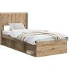 vidaXL Struttura letto con contenitore e testiera in rovere Artisan 75 x 190 cm