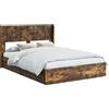 vidaXL Letto matrimoniale con contenitore e testiera in legno effetto noce bruciato, dimensioni 135 x 190 cm