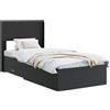 vidaXL Struttura letto con contenitore e testiera, nero, 75 x 190 cm