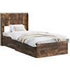 vidaXL Letto matrimoniale con contenitore e testiera in legno effetto noce, dimensioni 75 x 190 cm