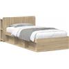 vidaXL Struttura letto con contenitore in rovere Sonoma 75 x 190 cm in materiale composito