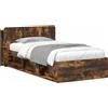 vidaXL Struttura letto con contenitore in rovere affumicato 90 x 190 cm