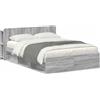 vidaXL Struttura letto con contenitore Grey Sonoma 150 x 200 cm Materiale a base di legno