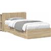vidaXL Struttura letto con contenitore in rovere Sonoma 90 x 190 cm in materiale derivato dal legno