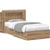 vidaXL Struttura letto con contenitore e testiera in rovere Artisan 90 x 190 cm