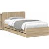 vidaXL Struttura letto con contenitore e testiera in rovere Sonoma 75 x 190 cm