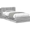 vidaXL Letto matrimoniale con contenitore e testiera, colore Sonoma grigio, 90 x 190 cm