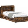vidaXL Letto matrimoniale con contenitore e testiera in rovere tortora, dimensioni 75 x 190 cm