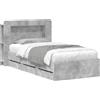 vidaXL Struttura letto con contenitore e testiera, grigio cemento, 90 x 190 cm