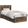 vidaXL Letto matrimoniale con contenitore e testiera in legno effetto noce, dimensioni 100 x 200 cm