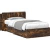 vidaXL Struttura letto con contenitore in rovere affumicato 90 x 190 cm