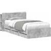 vidaXL Struttura letto con contenitore e testiera, grigio cemento, 75 x 190 cm