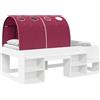 vidaXL Struttura per letto con tenda, 3 pezzi, bianco e rosso, realizzata in materiale composito di legno