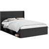 vidaXL Struttura letto con contenitore e testiera, nero, 120 x 190 cm
