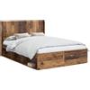 vidaXL Struttura letto con contenitore e testiera in legno di recupero 120 x 190 cm