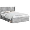 vidaXL Struttura letto con contenitore e testiera Grigio Sonoma 120 x 200 cm