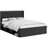 vidaXL Struttura letto con contenitore e testiera, nero, 120 x 190 cm