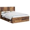 vidaXL Struttura letto con contenitore e testiera in legno di recupero 120 x 190 cm