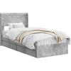vidaXL Struttura letto con contenitore e testiera, grigio cemento, 90 x 190 cm