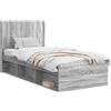 vidaXL Letto matrimoniale con contenitore e testiera, colore Sonoma grigio, dimensioni 75 x 190 cm