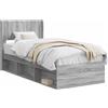 vidaXL Struttura letto con contenitore e testiera Grigio Sonoma 90 x 190 cm