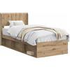 vidaXL Struttura letto con contenitore e testiera in rovere Artisan 90 x 190 cm