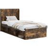 vidaXL Letto matrimoniale con contenitore e testiera in legno effetto noce, dimensioni 75 x 190 cm