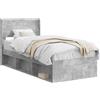 vidaXL Struttura letto con contenitore e testiera, grigio cemento, 90 x 190 cm