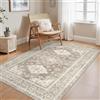 GENIMO - Tappeto Vintage 120x170cm - Antiscivolo, Lavabile, Con Pelo Corto - Per Soggiorno, Camera da Letto, Cucina - Marrone