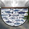 Myfsucce Zerbino a semicerchio in microfibra, motivo pesce oceano, 91 x 61 cm, antiscivolo, assorbente, morbido e sicuro per la famiglia, per bambini/anziani, casa e ufficio