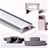 Aftertech® 3metri 2507 25x7mm PROFILO ALLUMINIO DA INCASSO STRISCE STRIP LED BARRA RIGIDA 3MT + COVER BIANCA
