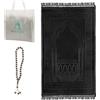MYPRAY - Tappeto da preghiera - spesso - Set di 3 Seccade - con Tesbih e borsa (nero)
