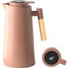 Colexy Caraffa Termica da Caffè 1L Thermos con Indicatore di Temperatura Caraffa Termica Manico in Legno Bollitore per Acqua Isolata Teiera da Tè Mantiene Caldo Freddo Per Caffè Latte Tè (Rosa)