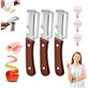 Knubbuf Pelatore Da Cucina Multifunzionale 3 in 1, Pelatore Di Frutta Multifunzione, Coltello Pelapatate in Acciaio Inox con Manico in Legno Ergonomico, Taglia Verdure Julienne e Apribottiglie (3)