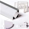 Aftertech® 3metri 1919F 19x19mm PROFILO ALLUMINIO ANGOLARE PER STRISCE STRIP LED BARRA RIGIDA + COVER OPACA