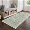 GENIMO Tappeto Boho Vintage, Lavabile in Lavatrice e Antiscivolo, Tappeto a Pelo Corto Elegante, Soggiorno, Ufficio o Sala da Pranzo, Colore Verde Salvia Morbido, 80x150 cm