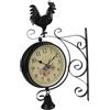 Micpointik Orologio da parete double face in ferro per soggiorno e giardino, orologio decorativo nero con movimento al quarzo, grandi cifre, facile da leggere, robusta cassa in metallo 39 x 35 x 12 cm