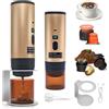 Sonnenspark Caffettiera Portatile 3-in-1, Macchina Caffè Portatile Ricaricabile, Compatibile con NS/DG/Caffè Macinato, Pocket Coffee con Batteria 7800mAh, per Auto, Ufficio, Campeggio (Oro)