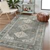 GENIMO - Tappeto Vintage 120x170cm - Antiscivolo, Lavabile, Con Pelo Corto - Per Soggiorno, Camera da Letto, Cucina - Grigio Scuro