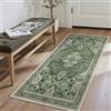 GENIMO - Tappeto Vintage 80x150cm - Antiscivolo, Lavabile, Con Pelo Corto - Per Camera da Letto, Sala - Verde Scuro