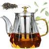 Behogan Teiera in vetro, 1 l, con filtro in vetro borosilicato, protezione contro il surriscaldamento, uova da tè per foglie sciolte, teiera, teiera in vetro per la preparazione di tè, tè ai fiori, tè alle