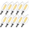 LangPlus+ Lampadina LED E14, Lampadine Candela Dimmerabili, Lampade vite Edison E14, 6W, Equivalente 60W, Bianco Caldo 2700K, Lampadina Filamento LED C35 per Lampadari, Confezione da 10