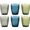 Hanseküche Set di 6 bicchieri da 250 ml, bicchieri grigi di alta qualità, bicchieri per acqua, succhi di frutta, bicchieri da cucina, bicchieri colorati, lavabili in lavastoviglie (Ocean Tones)